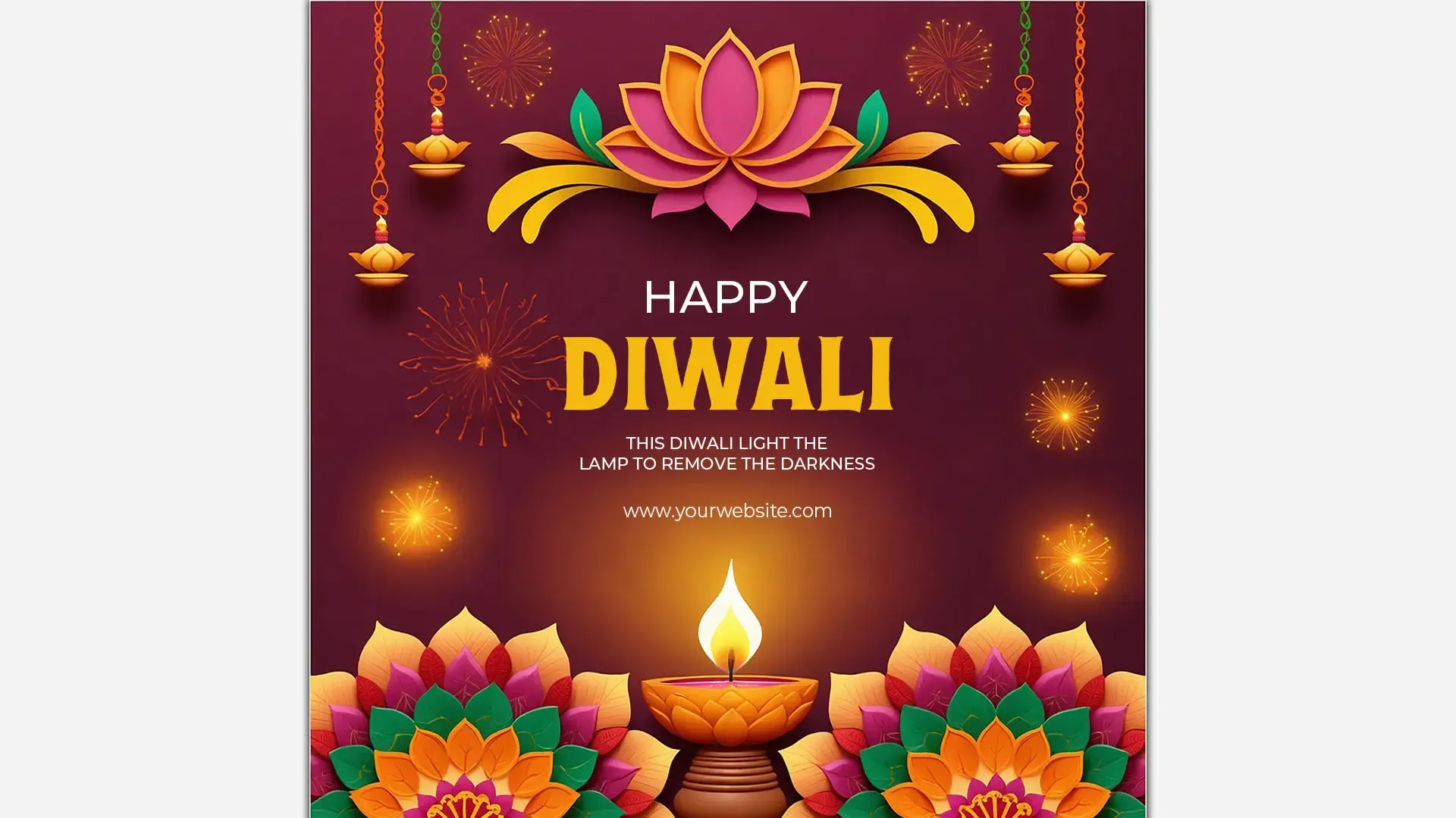 Happy Diwali Wishes with Festive Fireworks Instagram Post